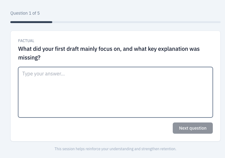 Text-based student question flow